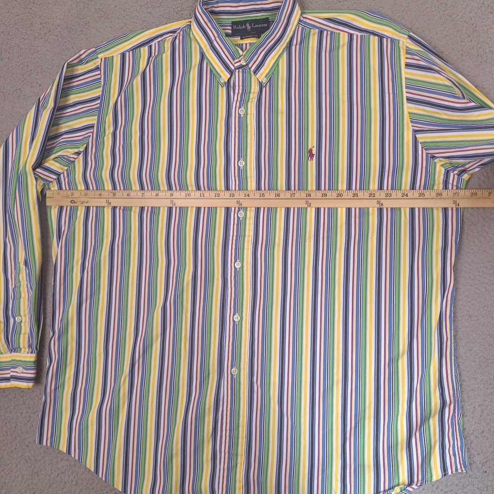 Vintage Ralph Lauren Shirt Mens XL Striped Button Classic Fit Preppy Colorful - Picture 7 of 12